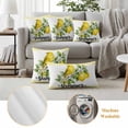thumbnail image 5 of Pack of 2 Summer Lemon Outdoor Pillow Covers Decorative, Waterproof Pillow Protector, Farmhouse Fruits Birds Leaves Plants Yellow Plaid Throw Pillowcases Accent Cushion Cases for Patio Couch 24"x24", 5 of 8