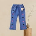 thumbnail image 5 of Cowsor Toddler Girls Pearl Embellished Stretch Flare Jeans Patch Detail Denim Long Pants Breathable Casual Bottoms For 6 Months-6 Years Old, 5 of 5