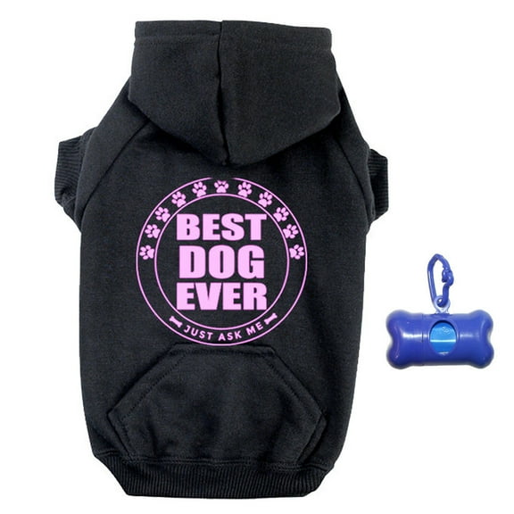 Best Dog Ever Zippered Dog Hoodie and Poop Bag Holder Bundle Set
