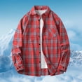 thumbnail image 2 of Men's Shirts 2025 Fall Winter Long Sleeve Retro Plaid Shirt Jacket Button Down Loose Casual Men Shirts Red XXL, 2 of 4