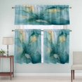 thumbnail image 5 of Bohemian Floral Texture Curtain Valances Set Blue Yellow Ethnic Retro Kitchen Curtains 36&nbsp;inch Length Rod Pocket Valance and Tiers 3 Piece Set Small Bedroom Bathroom Laundry Decor, 5 of 9