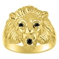 thumbnail image 1 of RYLOS Rings Gold Plated Silver Lion Head Ring Black Diamonds Eyes & Gemstone Mouth Fun Designer Rings Onyx  Jewelry Size 13, 1 of 7