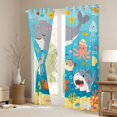 thumbnail image 3 of Manfei Cartoon Ocean Blackout Curtains, Kawaii Whale Shark Window Curtains Pack of 2 (38x45 Each), Bright Blue, 3 of 6