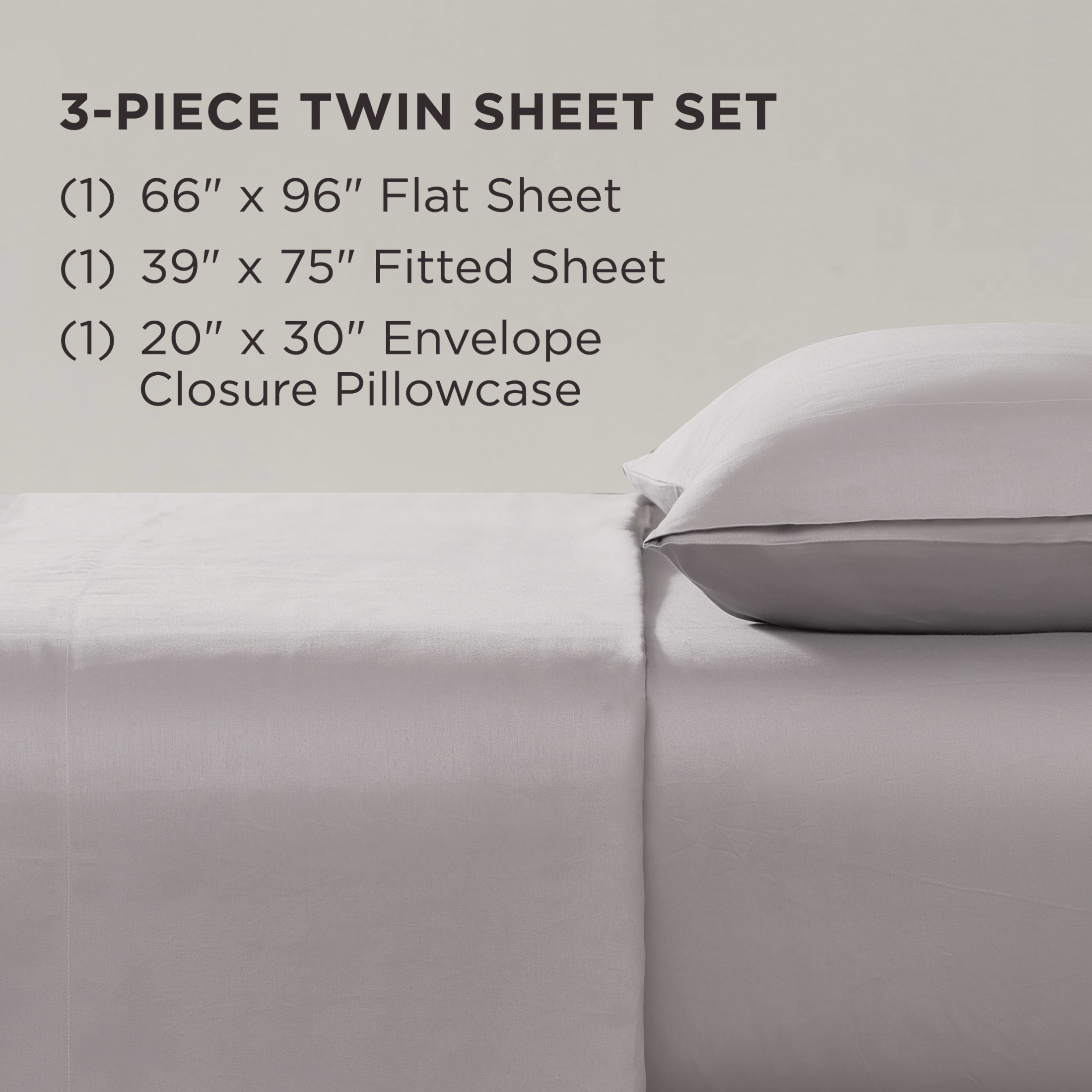 The Sheet Lab Cloud Embrace Sheet Sets, 3-Piece Twin, Dark Gray