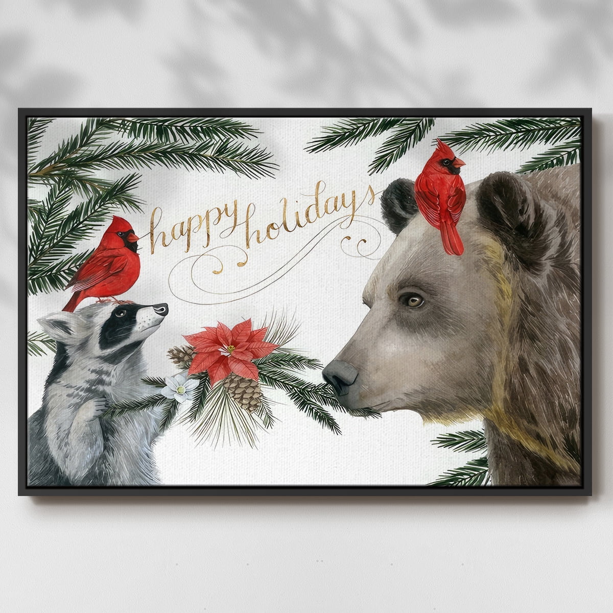 Timberland Christmas Collection A - Framed Gallery Wrapped Holiday Canvas - 25 x 37 - Black Frame