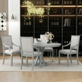 thumbnail image 3 of Harper & Bright Designs Farmhouse Dining Set for 4, Wood Kitchen Extendable Round Dining Table Set with 4 Upholstered Chairs, Antique Gray, 3 of 17