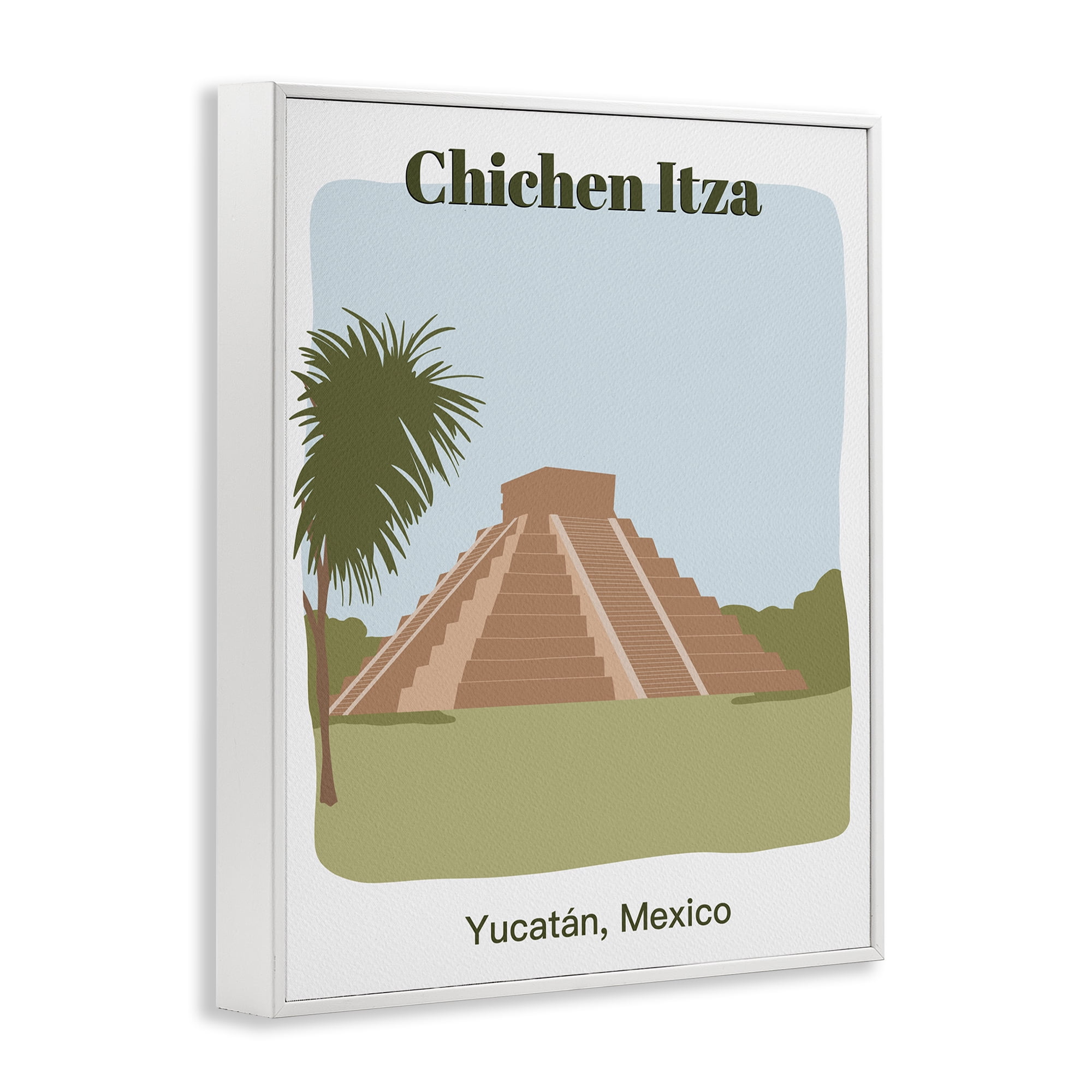 Stupell Industries Chichen Itza Architecture Town & City Painting White Framed Art Print Wall Art, 16 x 20
