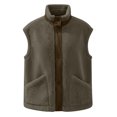 thumbnail image 2 of ClodeEU Women's Plush Fleece Vest Jacket With Pockets,Lightweight Stand Collar Button Sleeveless Outwear Gray,Womens Plus L, 2 of 3