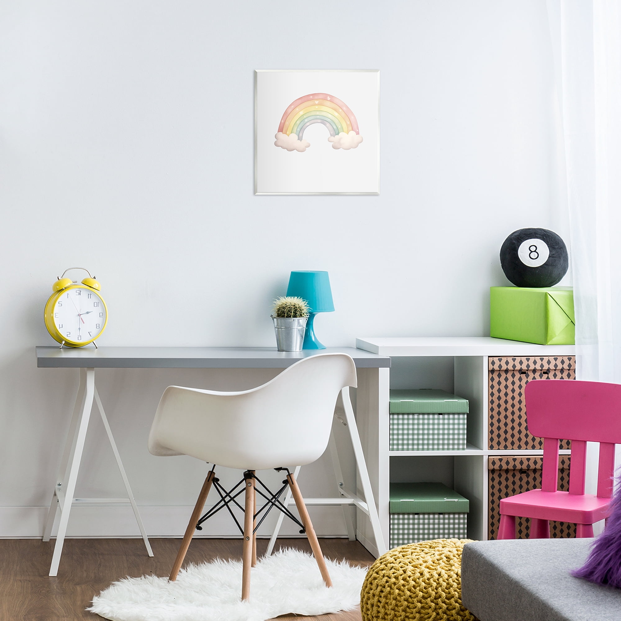 Stupell Industries Dreamy Pastel Rainbow with Clouds Wall Plaque Art, design by Karen Smith