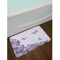 thumbnail image 2 of Lilac Bath Mat, Bridal Composition with Rose Buds Blossoms Flying Butterflies Summer Wedding, Plush Bathroom Decor Mat with Non Slip Backing, 29.5" X 17.5", Lilac and Violet, by Ambesonne, 2 of 2