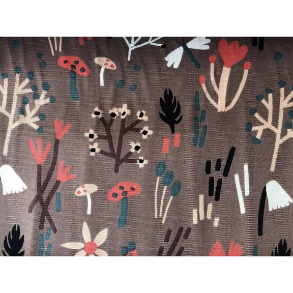 Hokkoh Japanese Mushroom Print 100% Cotton Oxford Fabric, 44" Wide, 0.5 Yard