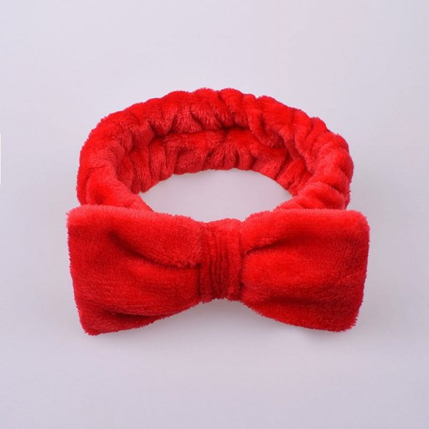 Diadema de felpa con lazo de vellón coral de color liso y simple para mujer, banda elástica para el pelo con desmaquillaje facial, accesorios para el cabello de belleza