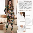 thumbnail image 6 of DISNIMO Lounge Sets for Women 2 Piece Skull Flower Print Halloween Long Sleeve Sleepwear Button Down Nightwear with Matching Long Pants Fashion Pajama Outfits, 6 of 6