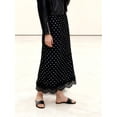 thumbnail image 6 of Black Polka Dot Midi Skirt With Lace Trim Flowing Sheath Style, 6 of 8