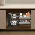 thumbnail image 4 of Blind Corner Cabinet Pull Out Organizer, 14 Inch 2 Tiers Swing Tray Blind Corner Cabinet Pull Out with 4 Separate Baskets for Kitchen Cabinets, 4 of 24