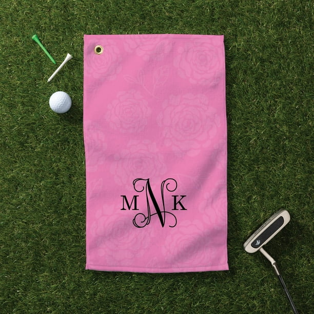 Her Monogram Personalized Pink Golf Towel