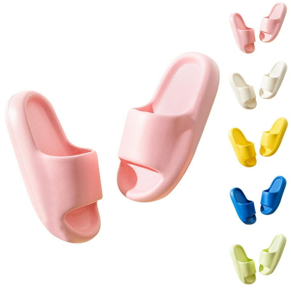 House Slippers for Toddlers Boys Girls 3-10Years Summer Unisex Children Non-Slip Open Toe Slip-on Flats Solid Color Indoor Home Slippers Outdoor Beach Sandals