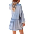 thumbnail image 4 of Chouyatou Women's Oversized Distressed Denim Button Down Tunic Shirt Dress with Pockets, 4 of 5