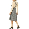 thumbnail image 3 of INSPIRE CHIC Women's Tartan Plaid Suspender Skirt Vintage High Waist A-Line Midi Overall Dress M Grey, 3 of 6
