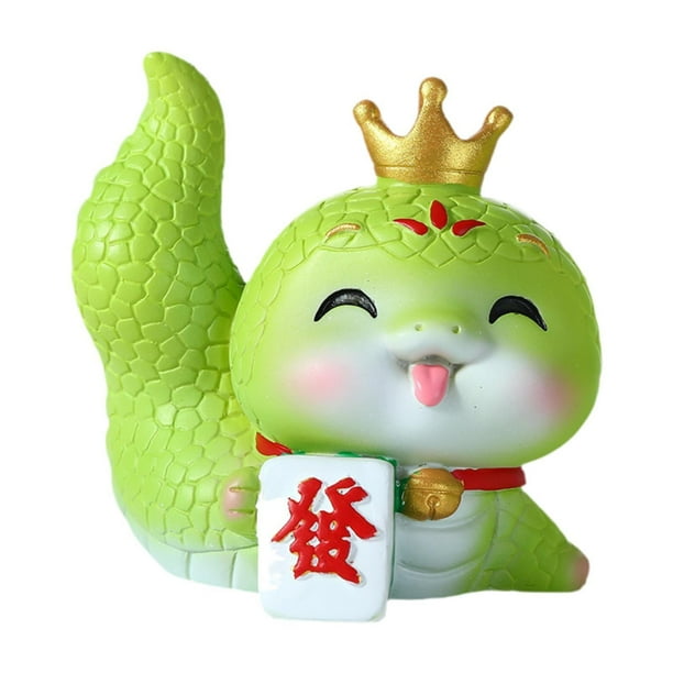 Estatua de serpiente, adorno de escritorio de resina, decoración Feng Shui, escultura de serpiente de dibujos animados, figura decorativa de serpiente Estilo D