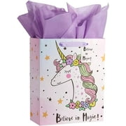 13" Large Gift Bag with Tissue Paper for Girls happy Birthday gift bags (Unicorn)