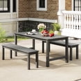 thumbnail image 4 of Patiojoy 2Pcs Outdoor Bench 2-3 Person HDPE Patio Bench 55" Backless Garden Bench with Slatted Seat Gray, 4 of 9