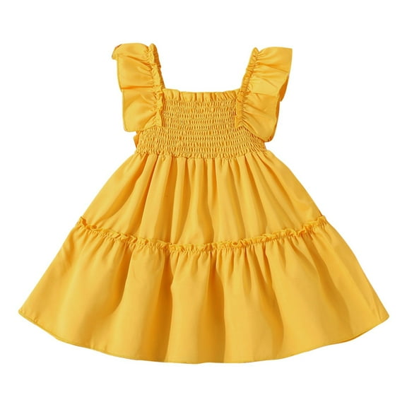 Sngxgn Girls Party Dress A-Line Midi Dresses(Yellow,80)