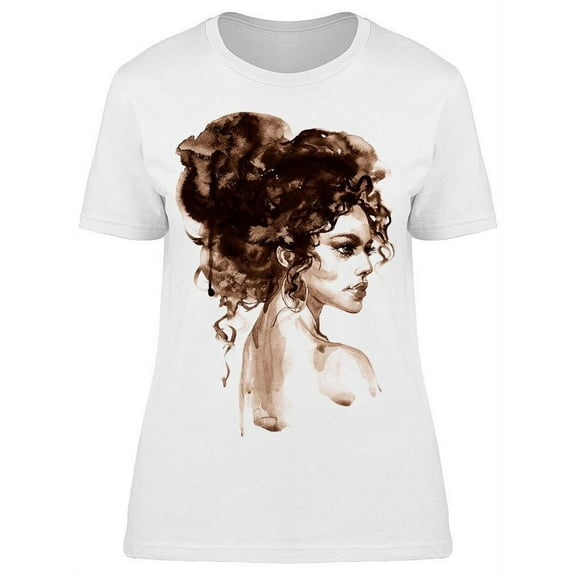 Gorgeous Indian Woman Watercolor T-Shirt Women -Image by Shutterstock, Female Small