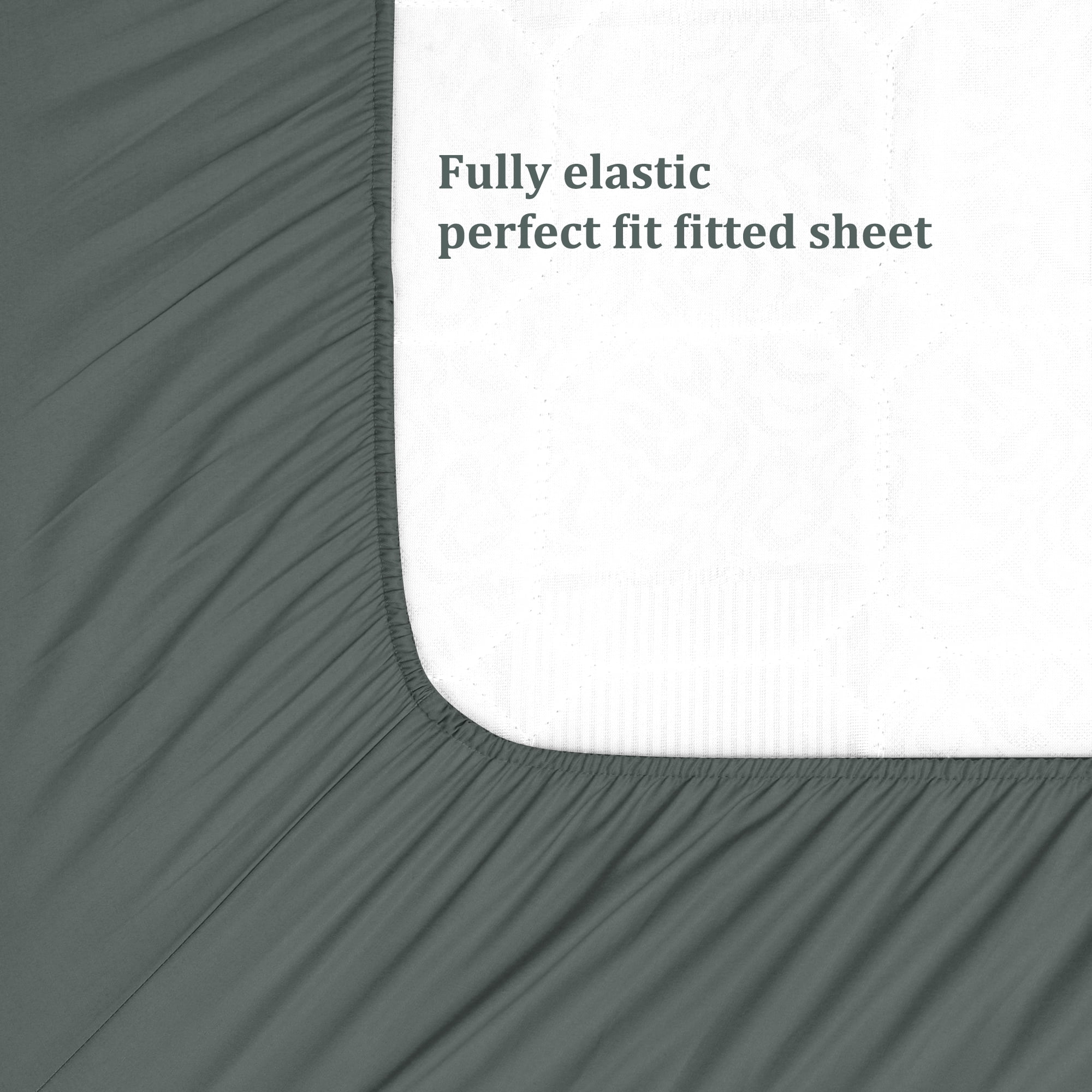 REGALWOVEN Fitted Sheet, Viscose Derived from Bamboo Soft Silky Breathable Wrinkle Fade Resistant Sheets with 16" Deep Pocket Full Slate Gray
