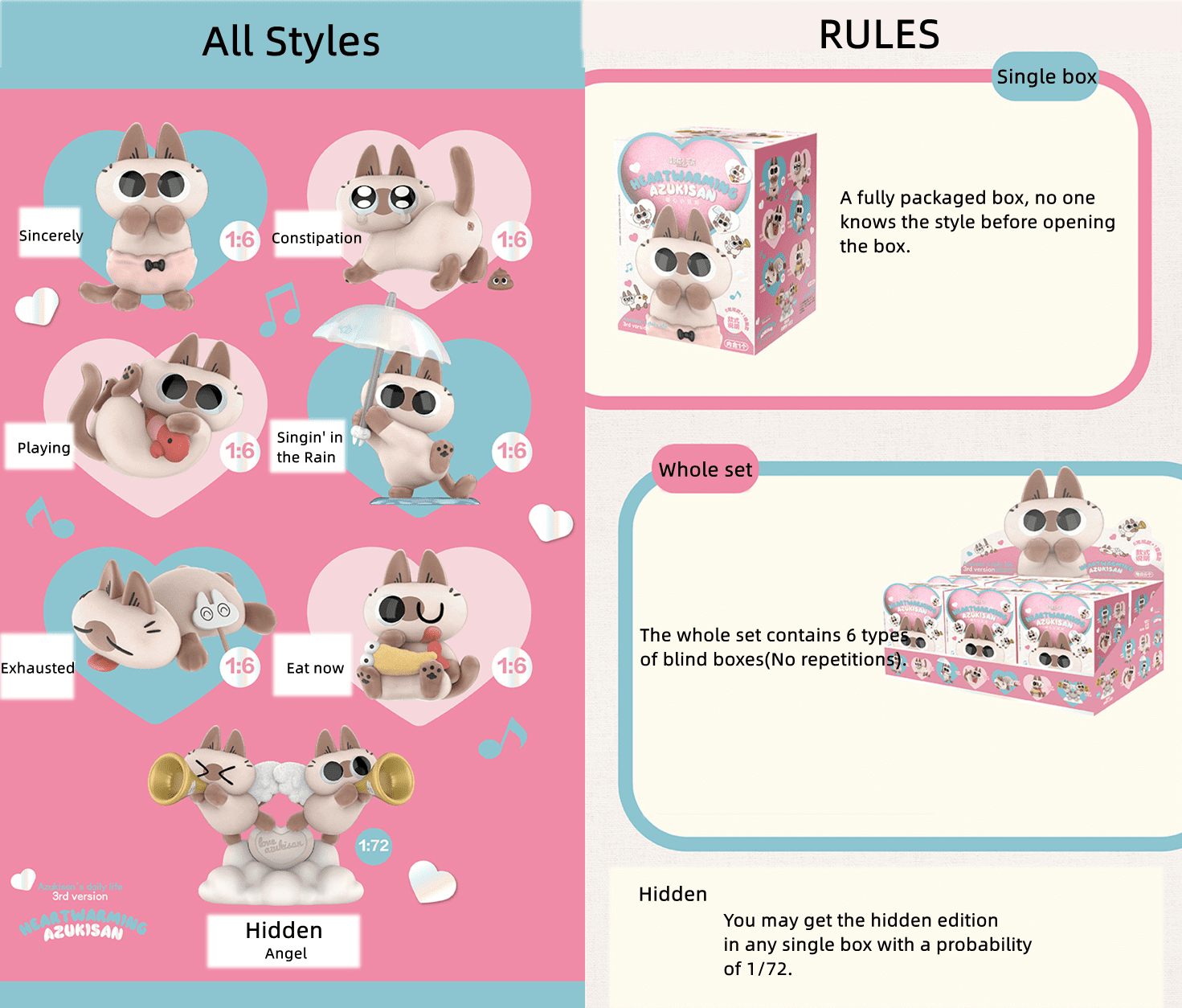 Nobeko Azukican Azukisan Cat Daily Life Series3 Blind Box Figures 6PCs Random Art Cute Collectibles Birthday Gift