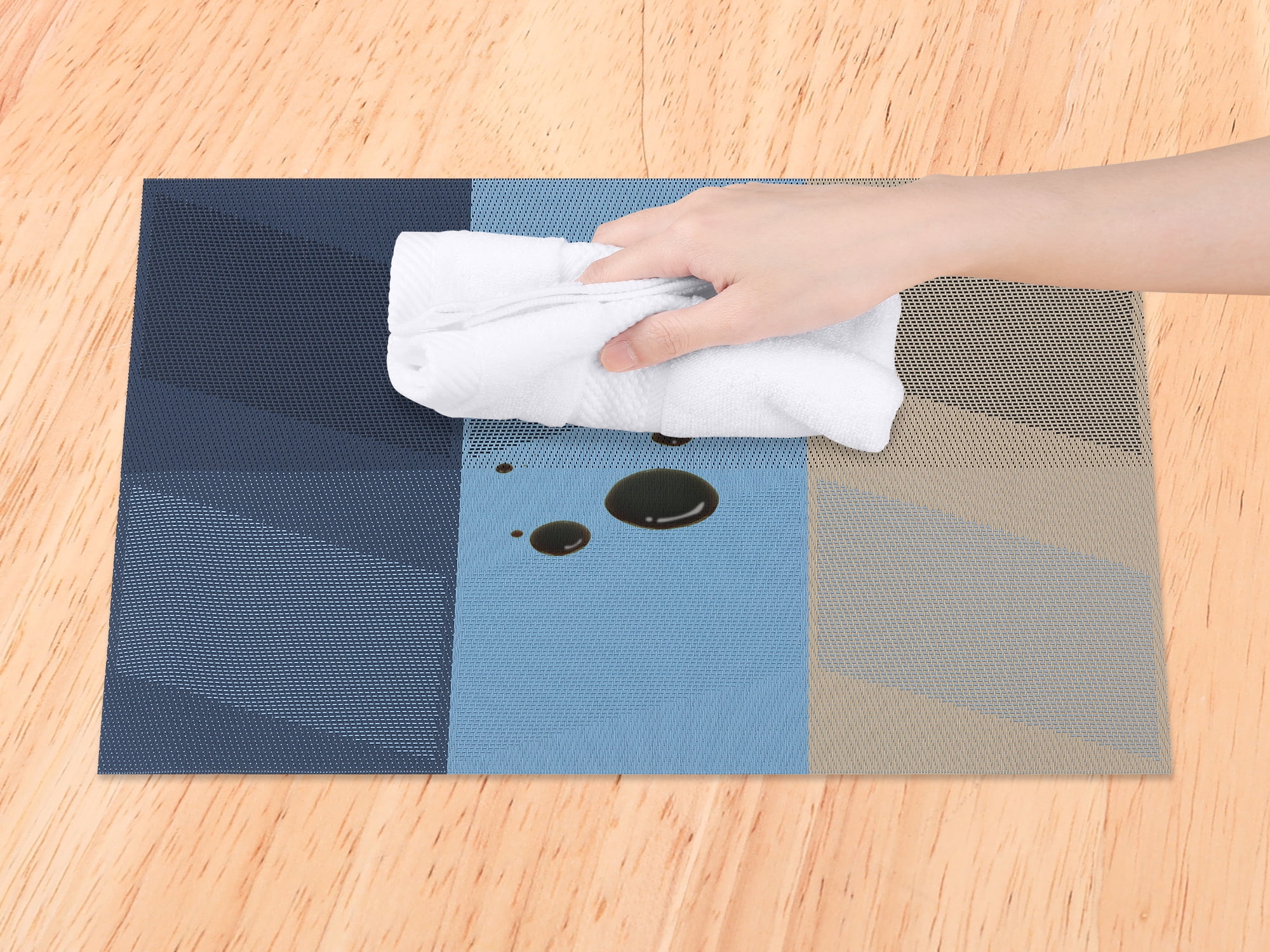 Unique Bargains Set of 6 Placemats for Dining Table Decor Wipeable Table Mat Blue