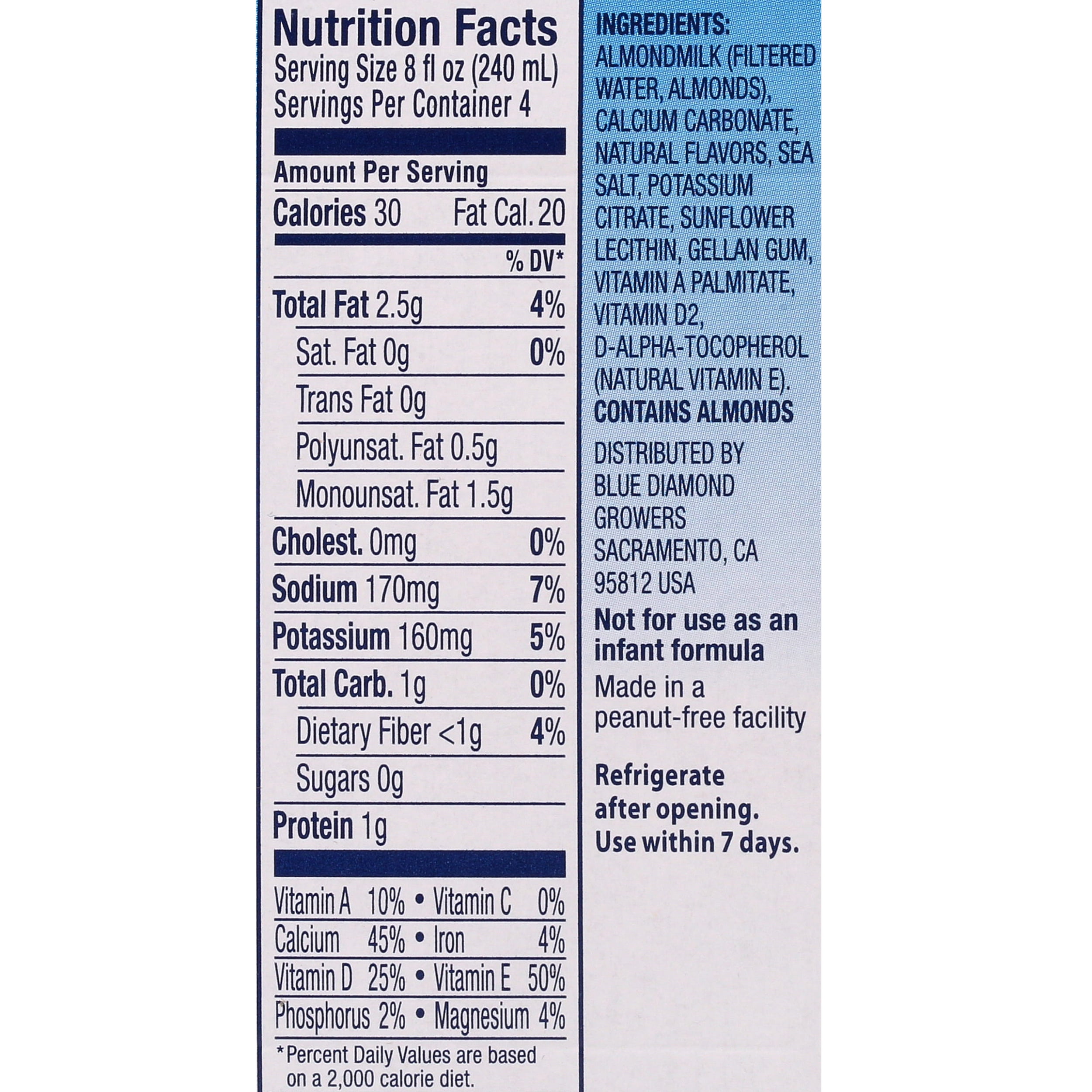 Almond Milk Nutrition Facts Label Besto Blog