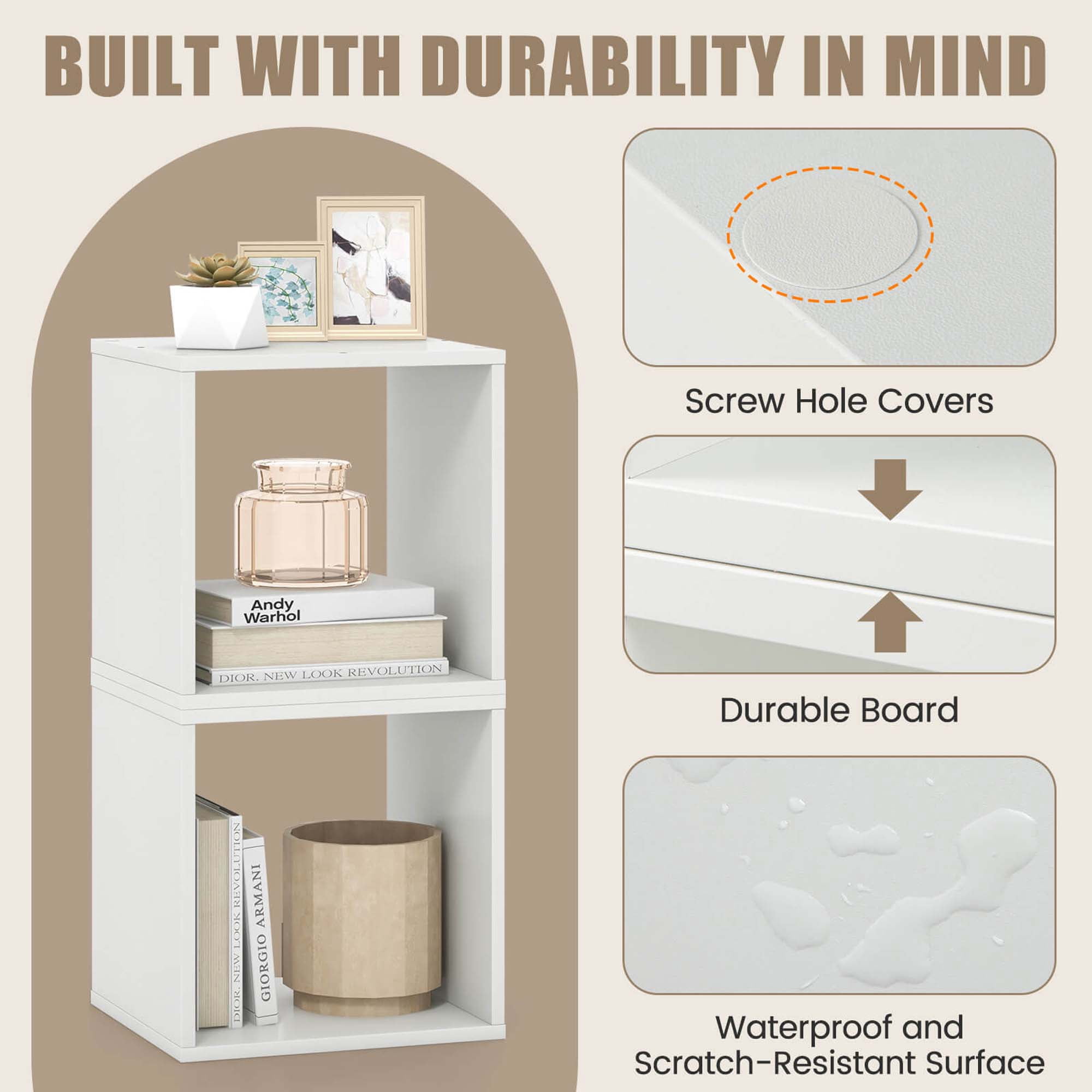 Costway 2 Tier Stackable Storage Cube Bookcase, White