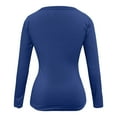thumbnail image 4 of Women Summer Tops Women Casual Solid T Shirt Long Sleeve Shirt Loose Blouse V Neck Tops Business Blouses for Work with Leggings plus 2x Womens Stretch Work Shirts V Scrub Extra Large Shirts Blue L, 4 of 5