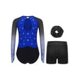 thumbnail image 2 of TSSOE Girls 3-Piece Gymnastic Leotards Gradient Rhinestones Sparkling Ballet Dance Outfit with Shorts Set Blue 14, 2 of 7