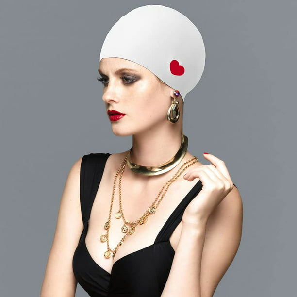 Medifier Bonnet de bain en silicone élastique avec motif floral pour femme  Convient aux cheveux longs