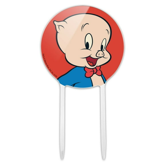 Acrylic Looney Tunes Porky Pig Cake Topper Party Decoration for Wedding Anniversary Birthday Graduation