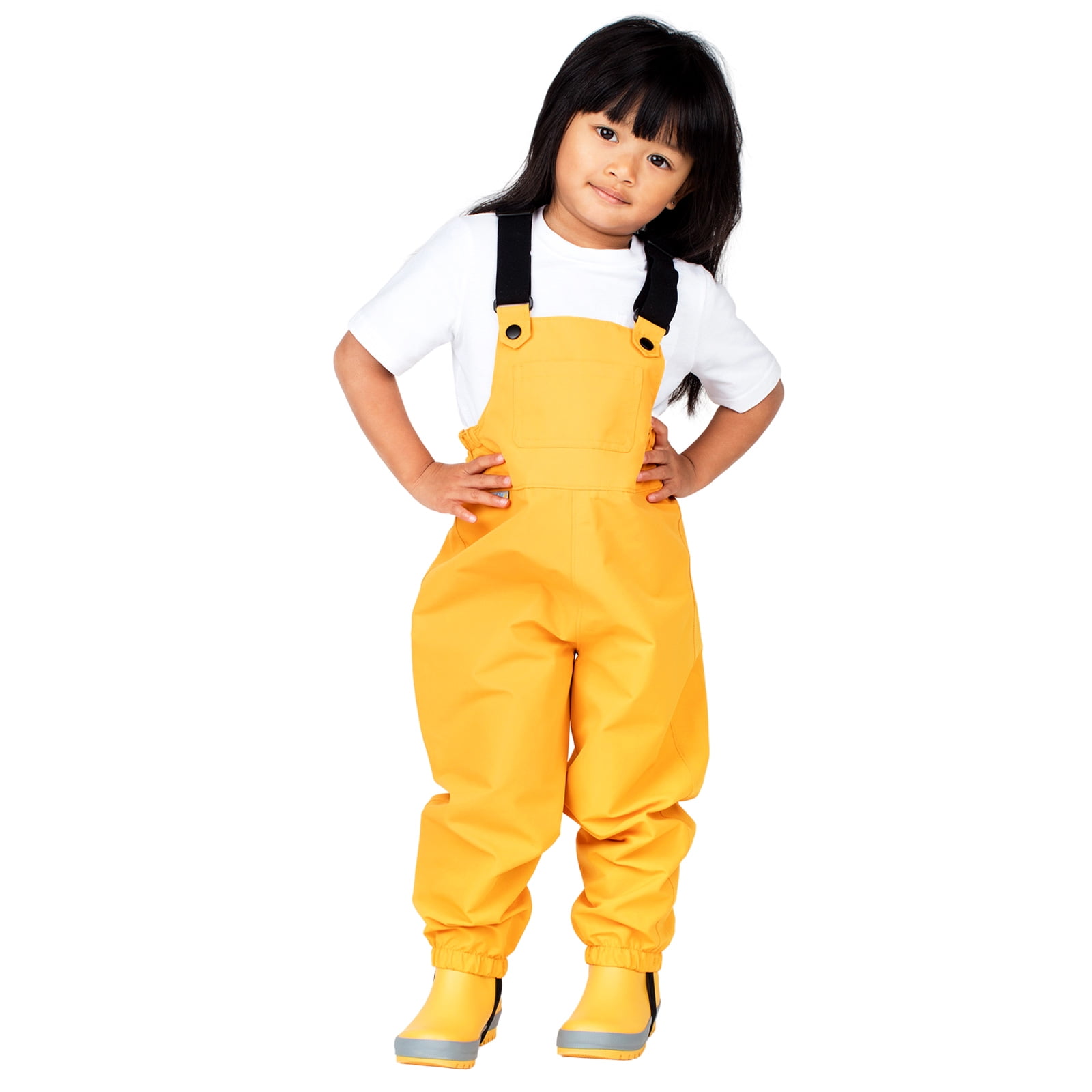 Unisex Baby and Kids Rain Pants,Toddler Waterproof Rain Wear Suspender Trouser Lightweight Outdoor Rain Bib 