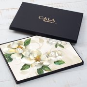 Cala Home Magnolias 4 Pack Premium Decorative Hardboard Cork Back Tabletop Placemats