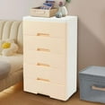 thumbnail image 2 of Plastic Drawers Dresser for Bedroom, Modern Storage Cabinet with 5 Drawers, 5 Tier Closet Drawers Tall Dresser Organizer w/Wheels, Movable Dresser Drawer Chest for Office Bedroom (, 2 of 7