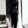thumbnail image 7 of YueHuiYing Women's Elegant Satin Dress Long Sleeve Fitted Crew Neck Tie-up Back Fall Satin Waist-Defining Dresses, 7 of 7