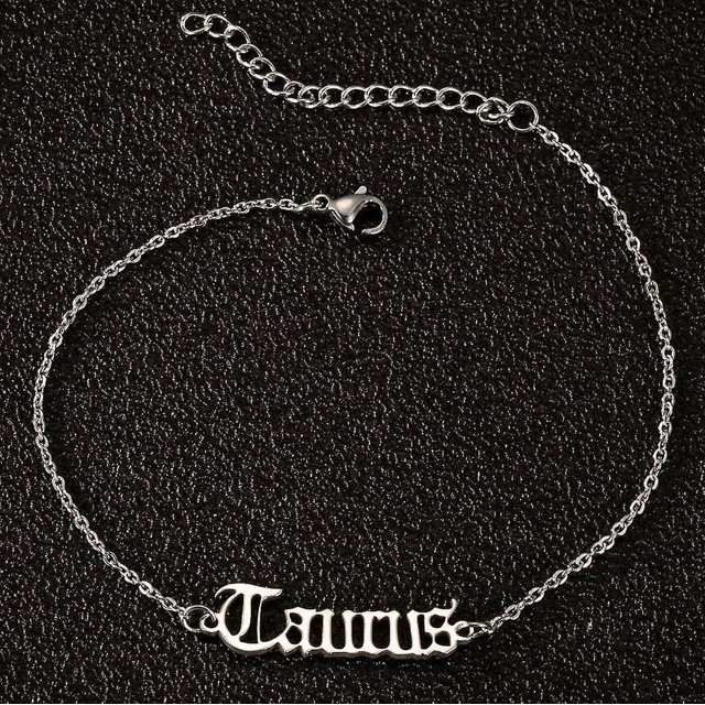 Tobillera de acero con escorpión, 1 Uds., tobillera del zodíaco para mujer, pulsera tobillera con letras del zodiaco inglés antiguo de acero inoxidable para mujer