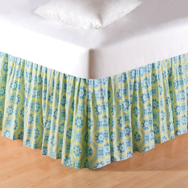 Delilah Blue Twin Bed Skirt Drop Length: 18 inches - Walmart.com ...