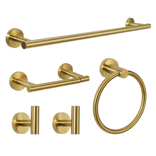 Toalleros de 5 piezas para baño Juego de accesorios de baño de acero inoxidable Soporte para toallas de baño Juego de barra de toalla de baño resistente montado en la pared Juego de accesorios de baño
