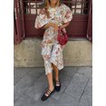 thumbnail image 2 of Robe Maxi Taille Haute à Imprimé Floral Élégant Mode Femme Col Rond Manches Courtes Bouffantes Robes Amples 2024 Chic Robes de Vacances d'Été, 2 of 6