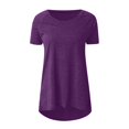 thumbnail image 4 of JUNWELL Tunique d'Été Grande Taille pour Femmes Col Rond Manches Courtes T-Shirts Longs Fluides Blouses en Solde Liquidation 2024, 4 of 5