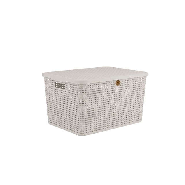 Caja de Ratán Plástico La Ardilla C/Tapa 29 cm Blanco