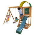 KidKraft Ainsley Wooden Outdoor Swing Set with Slide and Rock Wall