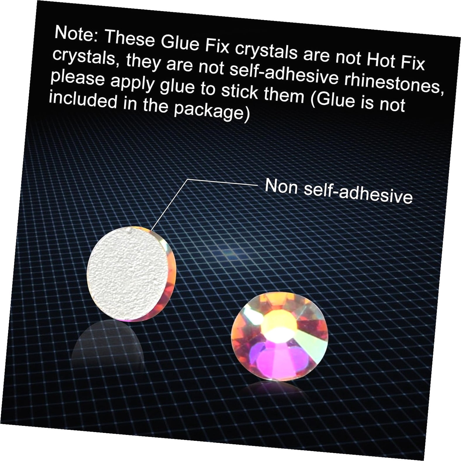 Highcool 1440pcs Glue Fix Flatback Rhinestones Diamantes for Crafting Nail Crafts Decorations Clothes Shoes 4.0mm (ss16, AB)