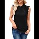 thumbnail image 3 of Suéter Sin Mangas para Mujer, Cuello Alto, Punto , Flecos, Mangas , Estilo Bohemio, Moderno, Color Negro, Talla L, 3 of 10